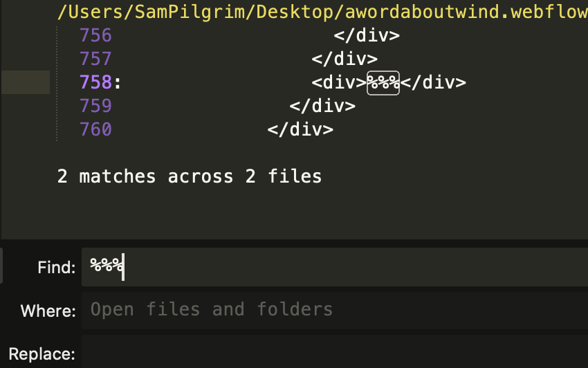 Searching in Sublime Text